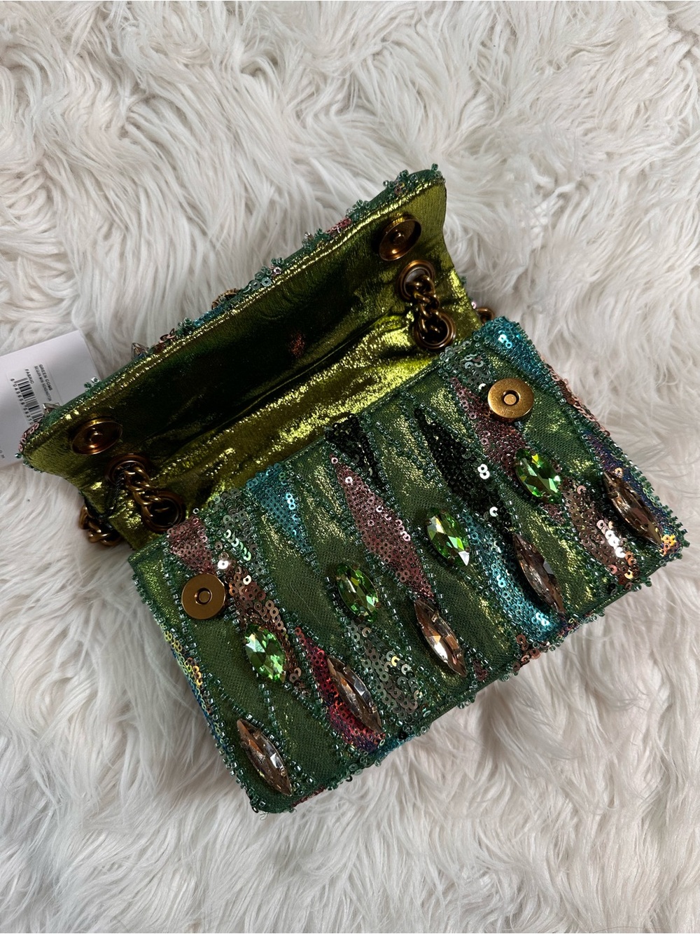 Kurt Geiger • Ornate Green Beaded & Sequin Mini Kensington - Picture 7 of 16